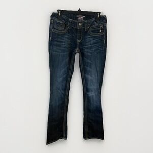 Rerock for Express Women's Boot Cut Blue Low Rise Skinny Cotton Jeans Size 4R